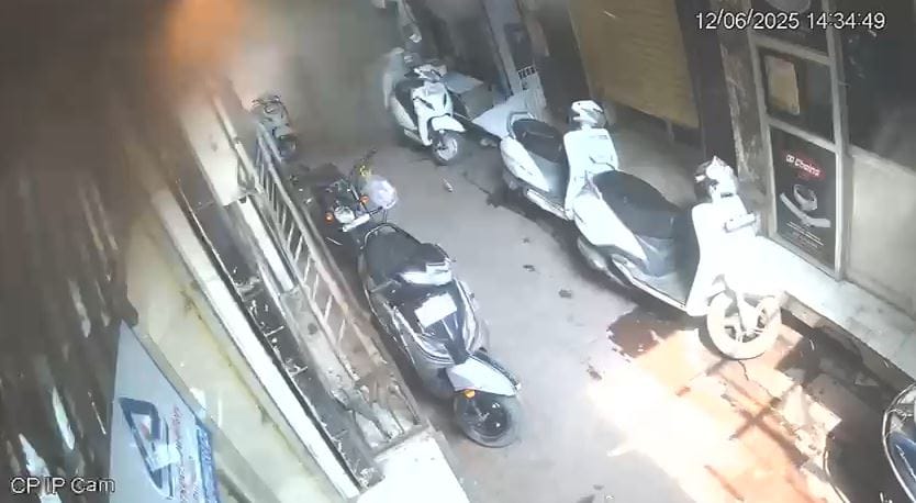 Loud explosion glass of shops and showrooms shattered people burned in fire two dead CCTV of horrifying scene