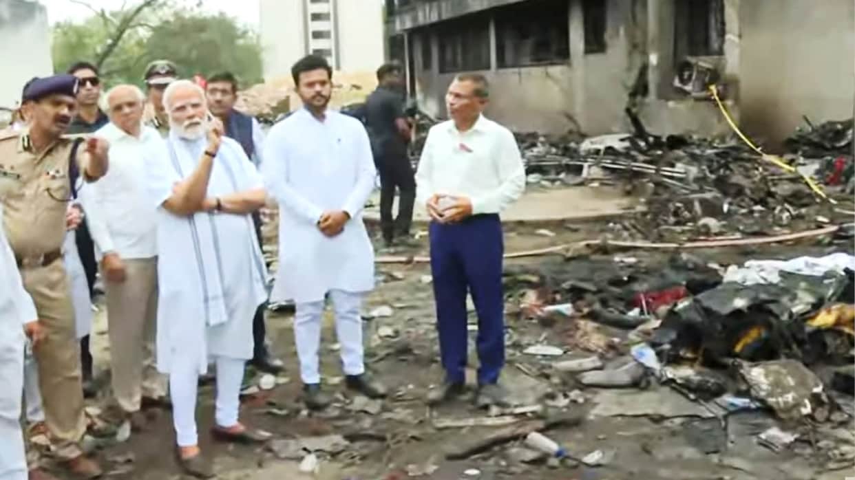 PM Modi In Ahmedabad Air India Plane Crash Site Hospital Visit Updates Photos