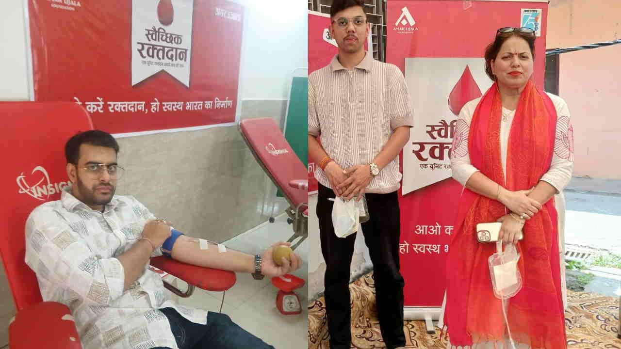 Blood donation camp organised by Amar Ujala awareness created through street play Dehradun Kotdwar Uttarakhand