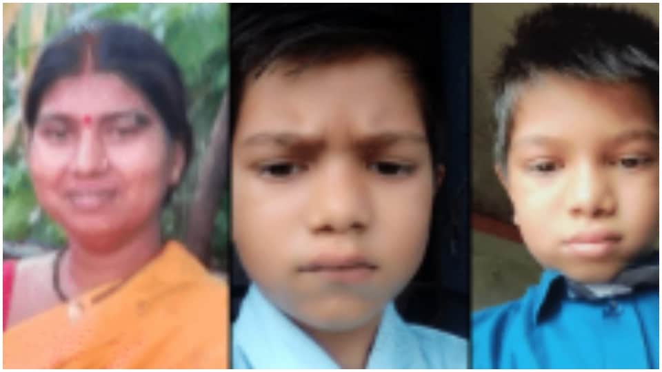 मां और दोनों बच्चे फांसी के फंदे पर लटके मिले।