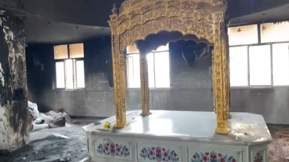 A Gurudwara caught fire in Faridabad due to short circuit in music system