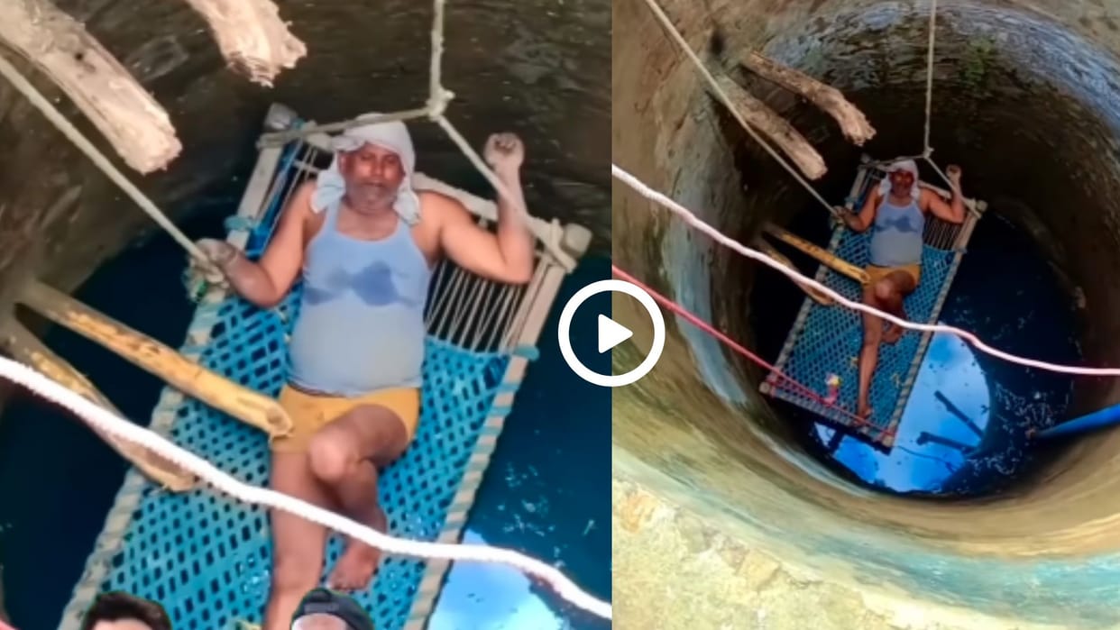 To escape the scorching heat the man placed his cot in the well the video went viral