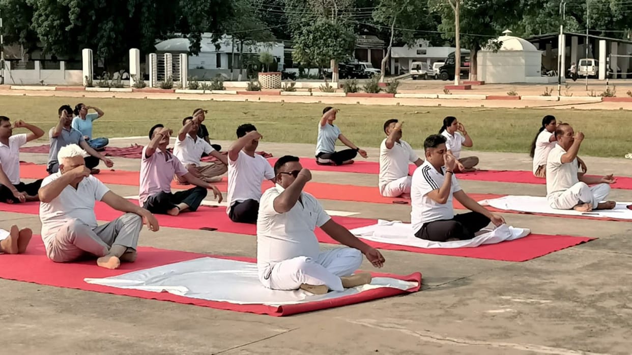 First day of the eleventh International Yoga Week officials practiced and gave a message