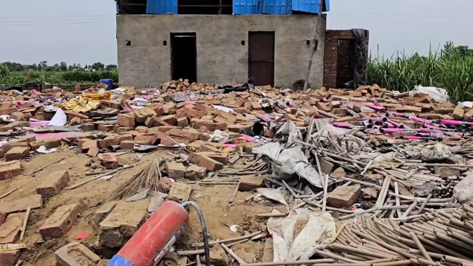 massive explosion in firecracker factory four women dies in amroha