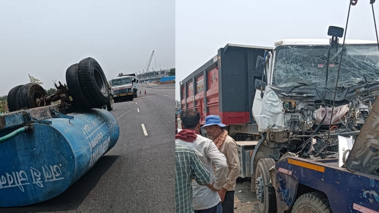 Trailer and tanker collide driver dies two injured police in action