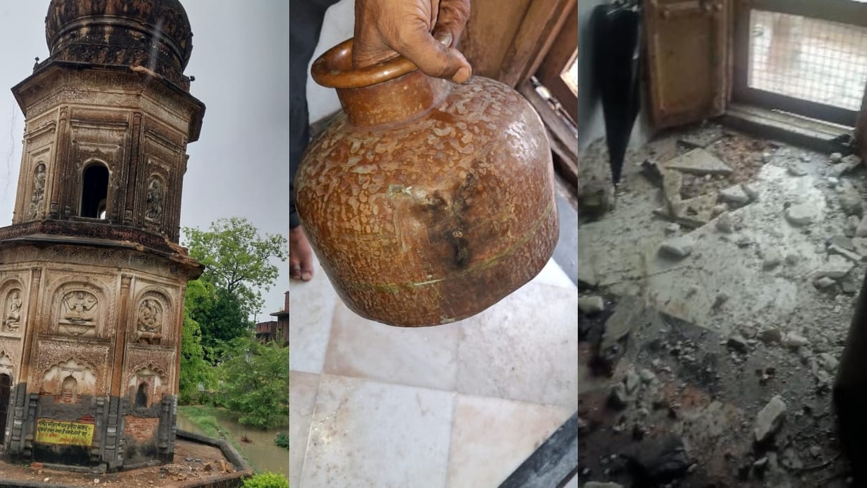 Lightning struck the ancient frog temple in Lakhimpur Kheri