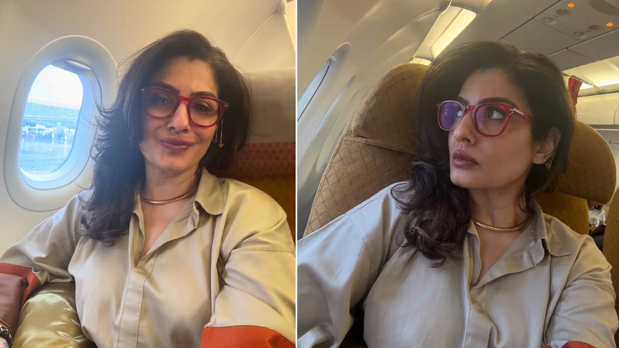 Raveena Tandon flying on flight share post New Beginnings to rise and fly again against all odds Jai Hind