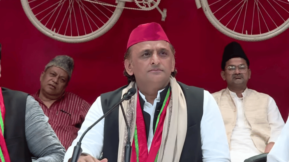 Samajwadi Party Chief Akhilesh Yadav press conference in Lucknow.