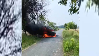 Kanpur: Vehicles parked on the highway caught fire, chaos ensued