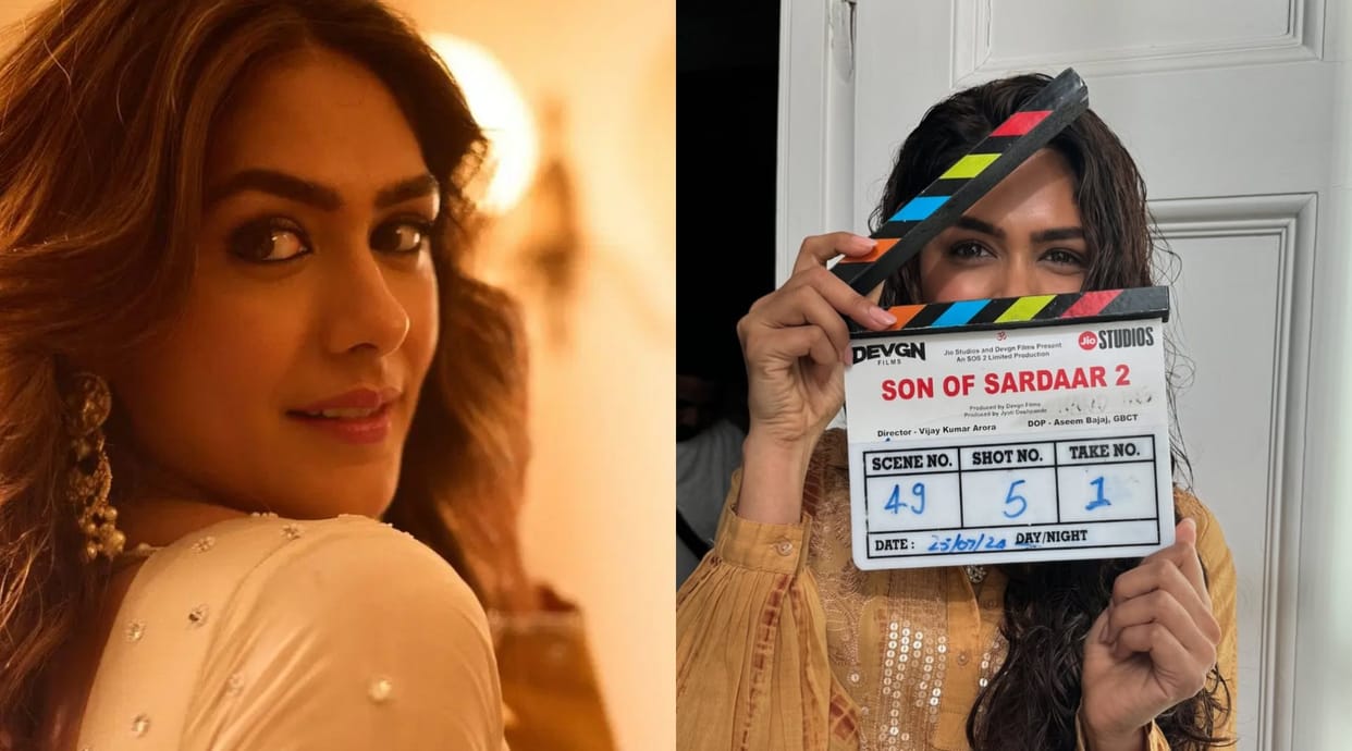 Mrunal thakur shares pictures from son of sardaar 2 shooting set netizens comments on it