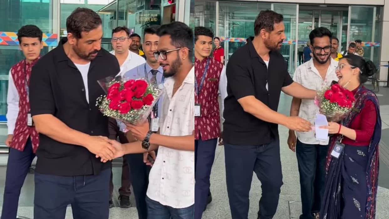 John Abraham gives flowers to airport lady video goes viral Fans Call Him Gentleman