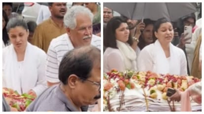 Mannara chopra father funeral in mumbai many celebrities attend last rites