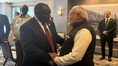दक्षिण अफ्रीका के राष्ट्रपति सिरिल रामाफोसा और भारत के पीएम नरेन्द्र मोदी