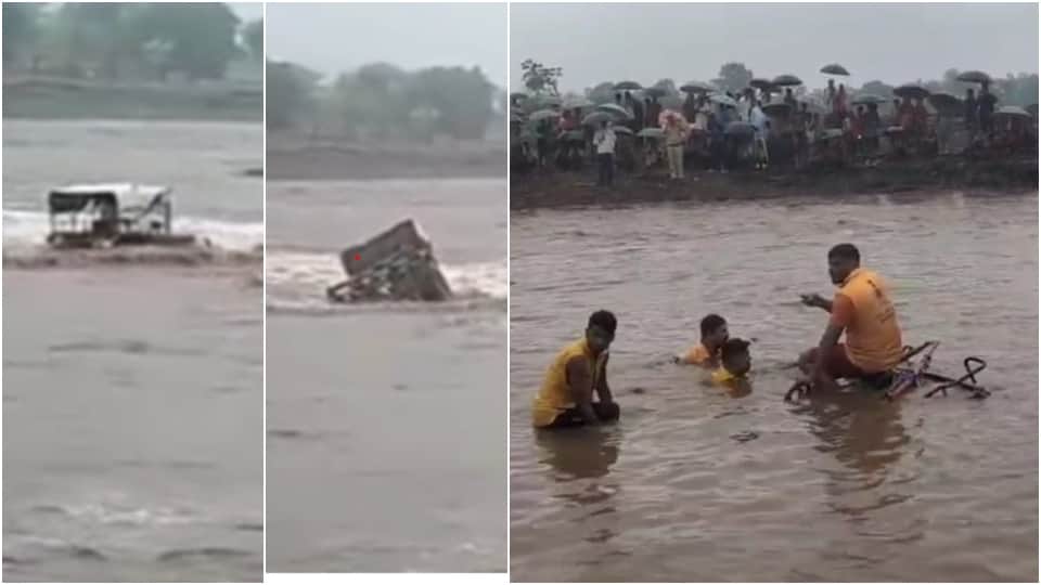 While crossing the landslide in Banswara, a young man was swept away along with the tractor