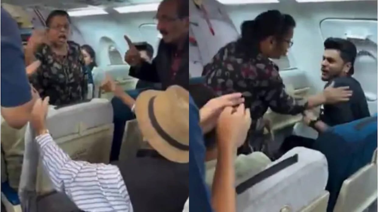 Woman fought a lot for a seat in flight, when her son came to intervene she slapped him too Video Viral