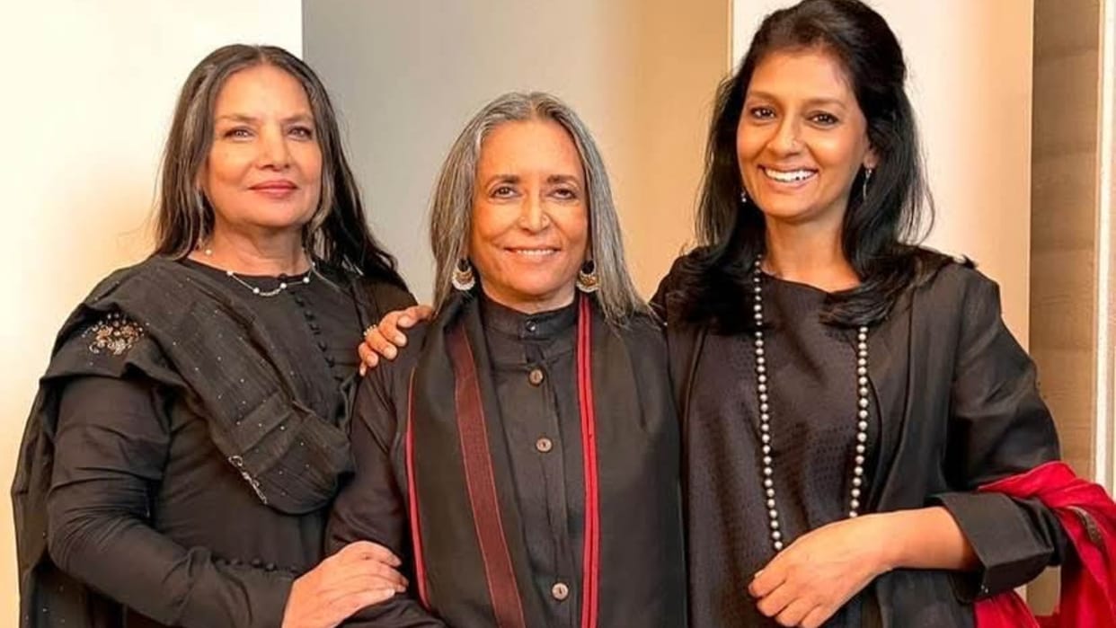 shabana azmi shares deepa mehta nandita das photo says The Fire trio Farhan Akhtar changed the ending