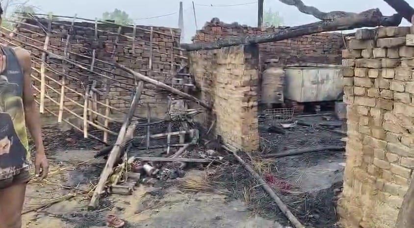 Fire caused unknown remains wreaked havoc two houses shop burnt ashes