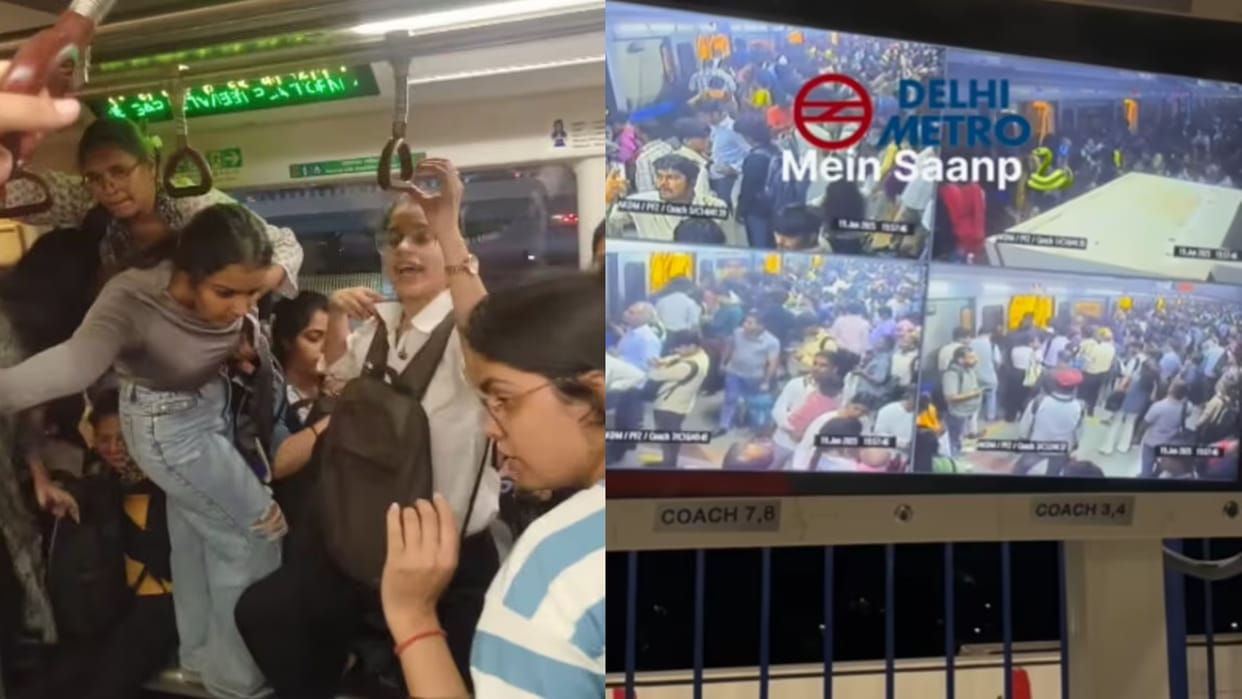 Delhi Metro Snake Entered In Women Coach Everyone Got Scared Start Screaming Video Goes Viral