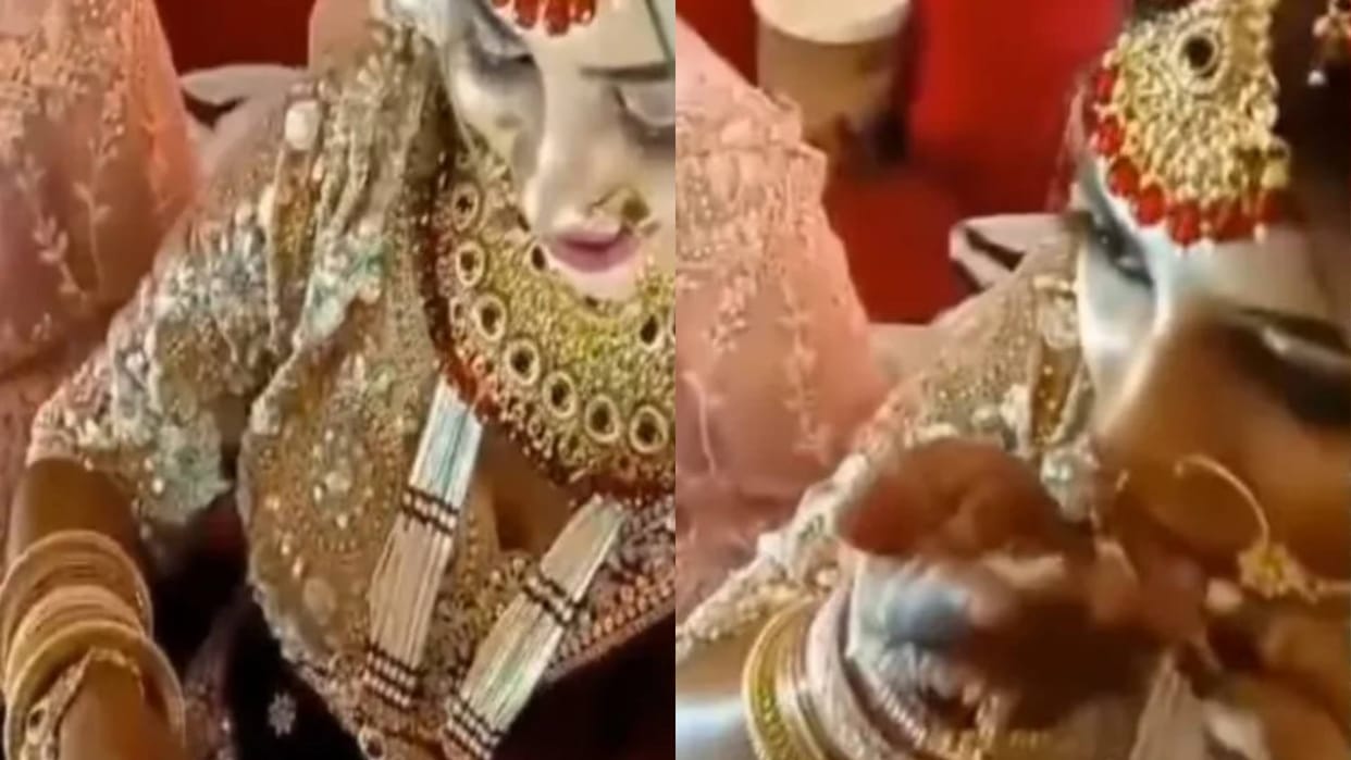 Bride was seen eating gutkha on her own wedding day video went viral See netizens reaction on this