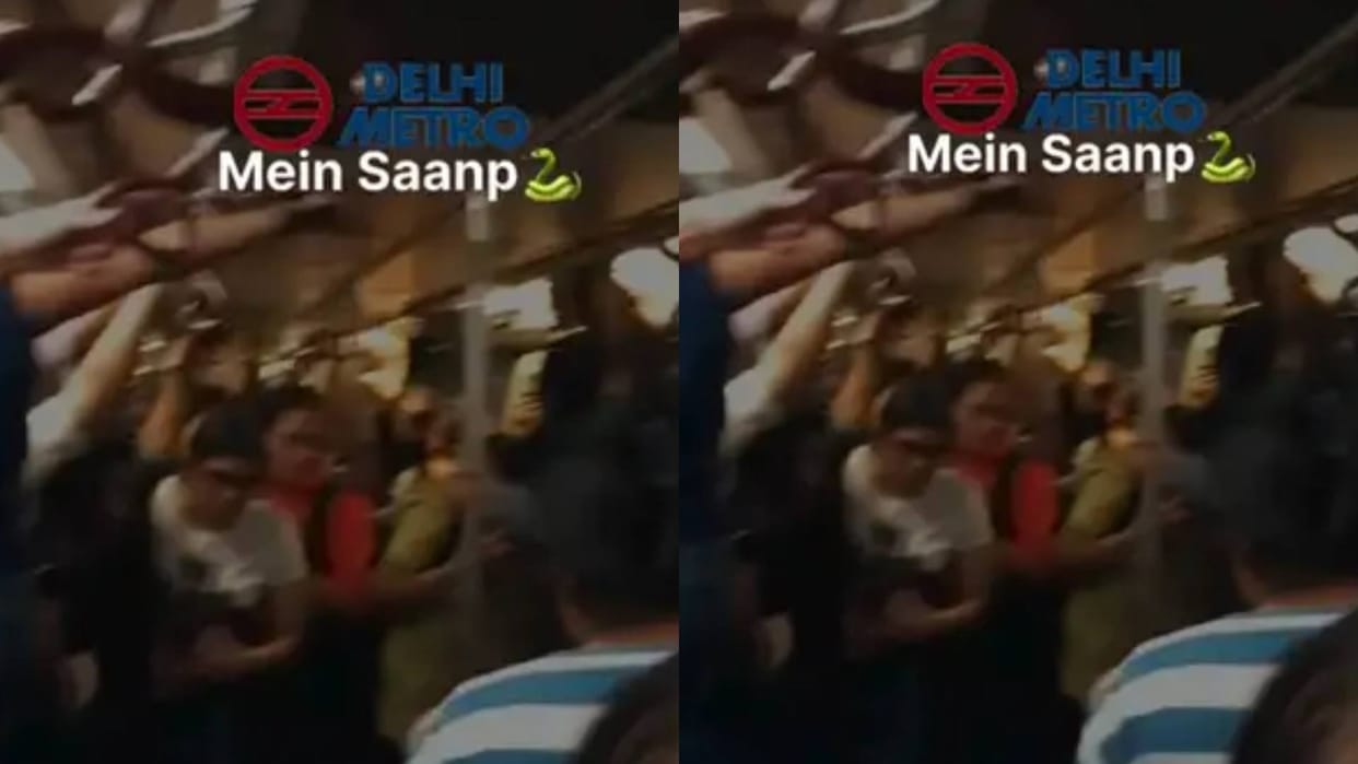 Snake entered the womens coach of Delhi Metro girls stood on the seat pressed the emergency button