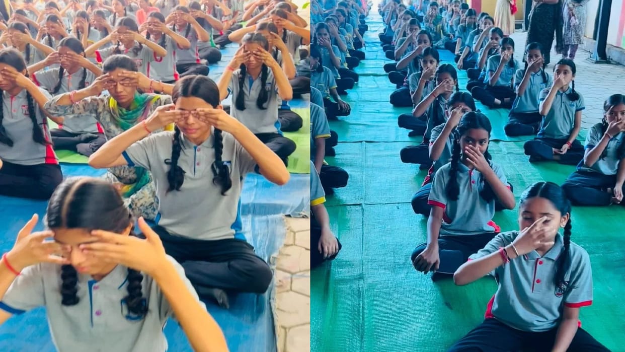 Students learned various yogasanas and pranayama in Shivam Educational Academy Satyam Vihar raipur