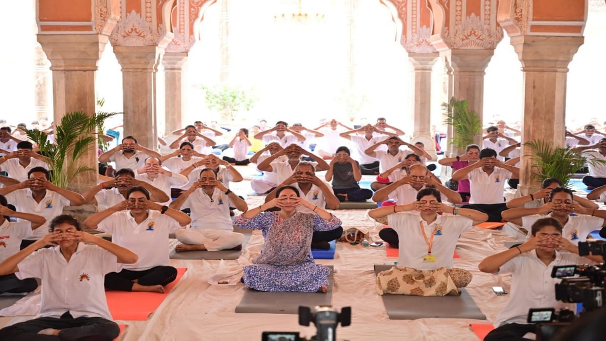 International Yoga Day: From City Palace and SMS Stadium in Jaipur to Phalodi Fort, the Spirit of Yoga Echoed