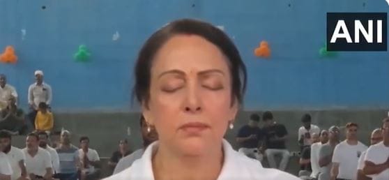 International Yoga Day 2025 BJP MP Hema Malini performs