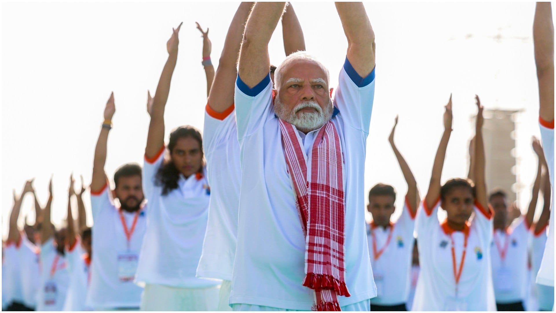 Yoga Day PM Modi Outfit And Scarf Assamese Gamusa Significance guinness World Record
