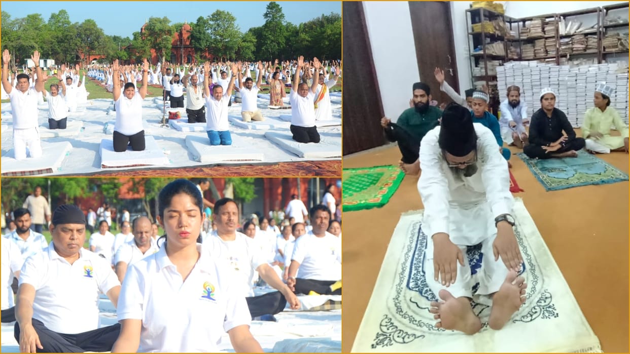 Maulana Shahabuddin Razvi performed yoga with madrasa students in Bareilly