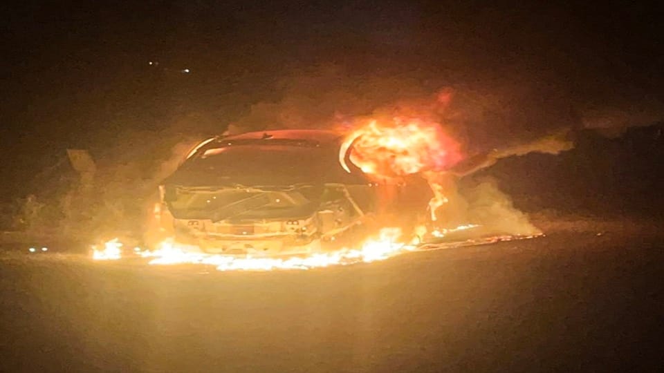 Suddenly car caught fire