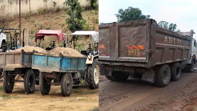 एमसीबी: खनिज के अवैध परिवहन के मामले में कार्रवाई, जेसीबी, हाइवा और दो ट्रैक्टर जब्त