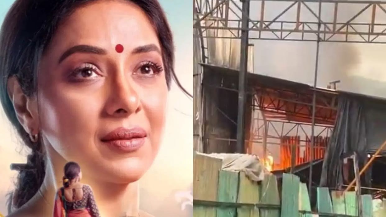 Fire broke out on anupamaa set in goregaon film city mumbai video viral