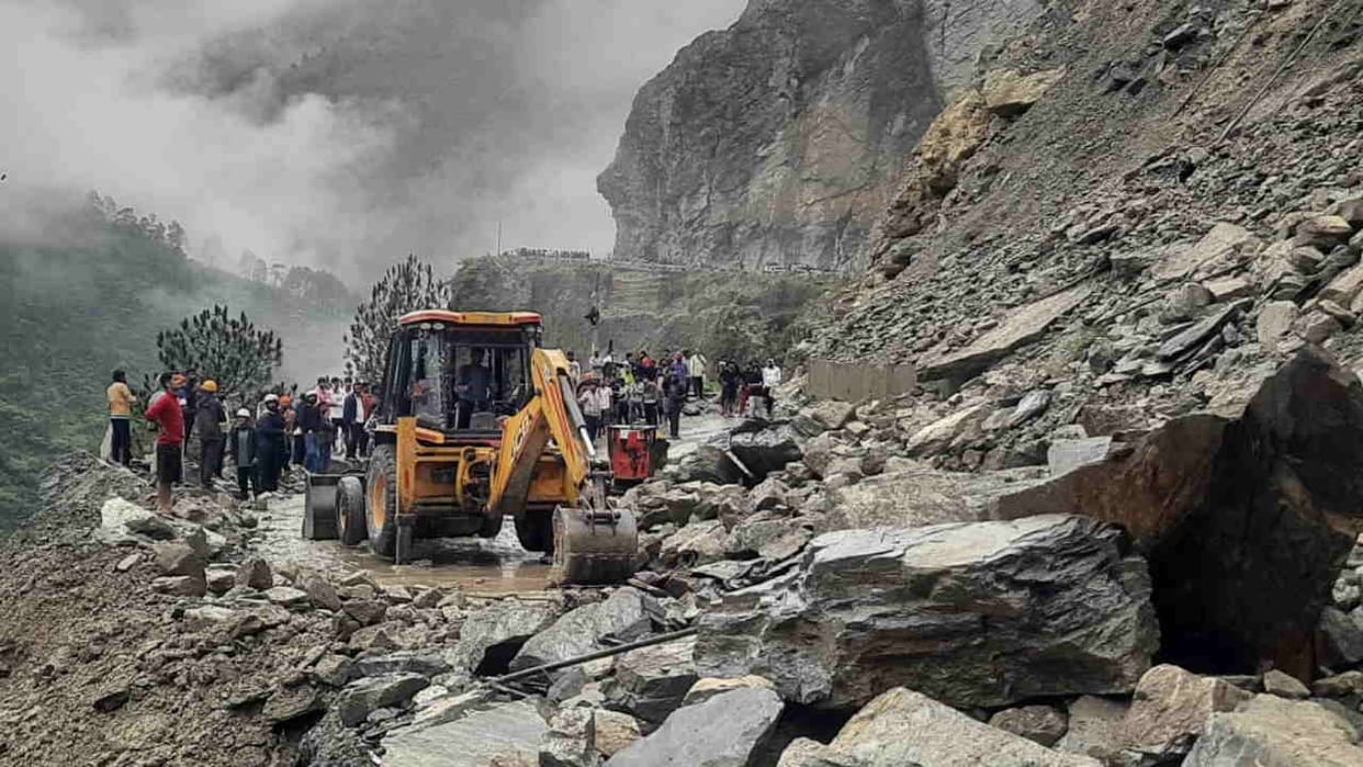 Badrinath Highway is open in Bhanerpani and Pagalnala in morning was blocked since late night due to landslide