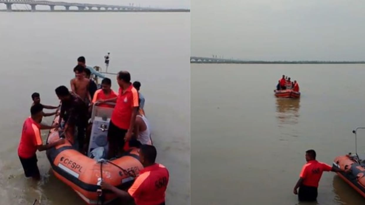 Bihar: Youths were playing pranks with thermocol boat in Ganga, started drowning in the middle of the stream