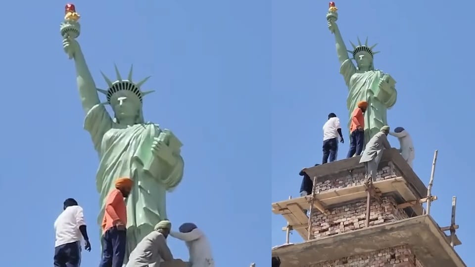 Statue of Liberty atop NRI house in Moga