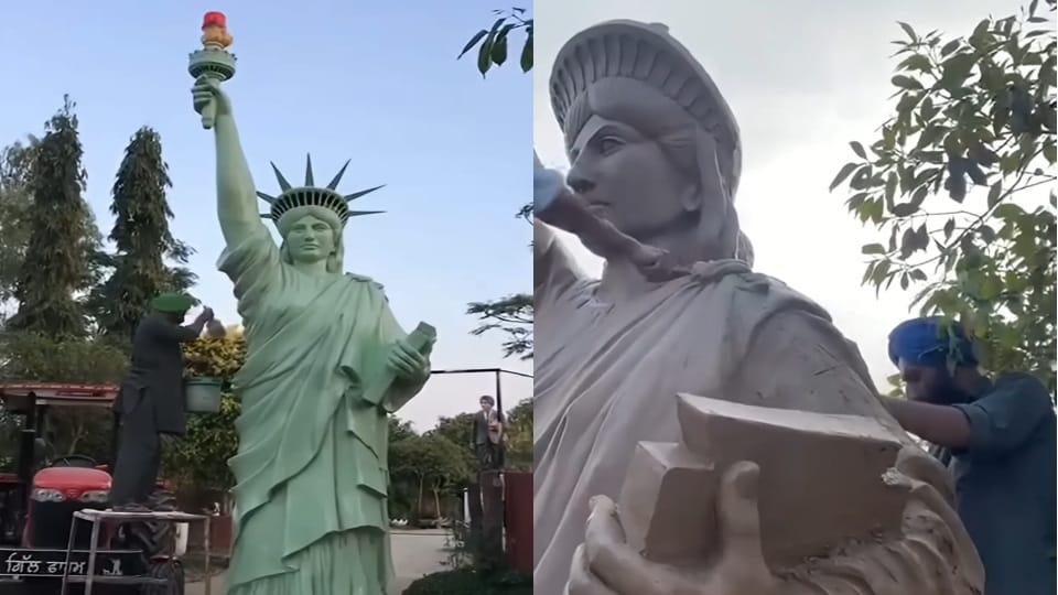 Statue of Liberty atop NRI house in Moga