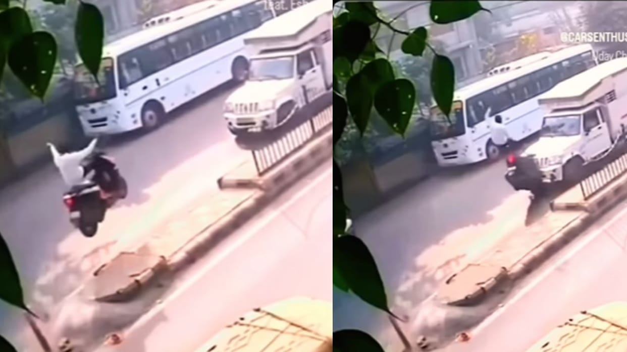 scooty flies after accident viral video pariyon ke papa road accident report