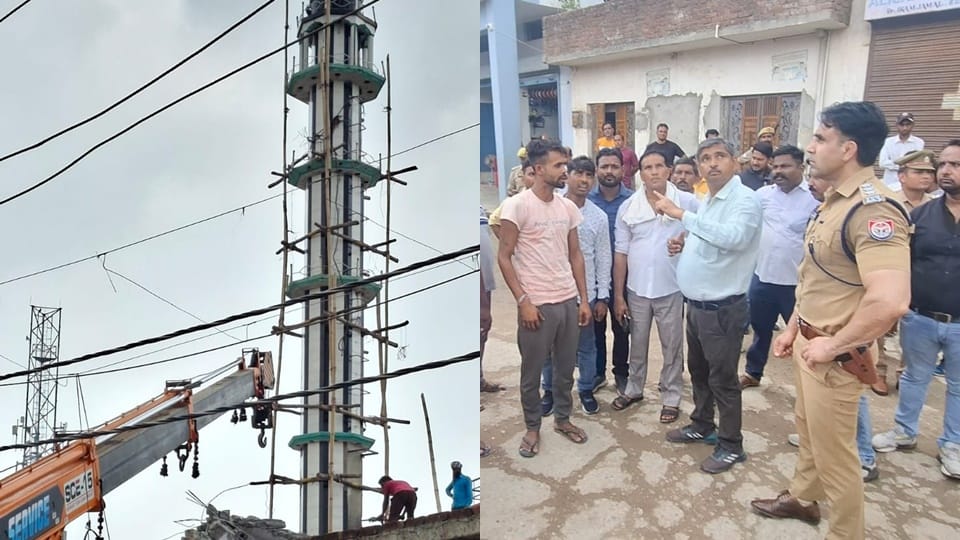Sambhal: Mosque's minaret collapses with a blast, constructed illegally, VIDEO