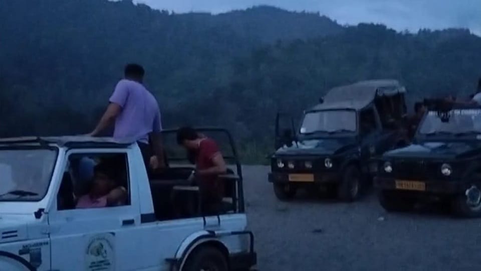 Jungle safari going on till late evening in Mohaan  Ramnagar