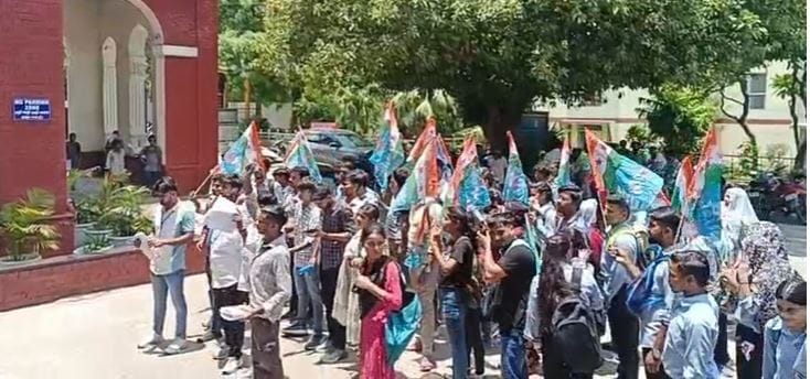 Students got angry over the re-examination marks and gheraoed the examination controller