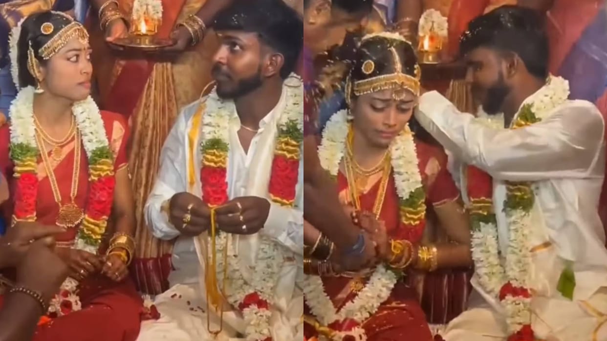 The groom stopped just before tying the mangalsutra then asked this question to the bride Video goes Viral