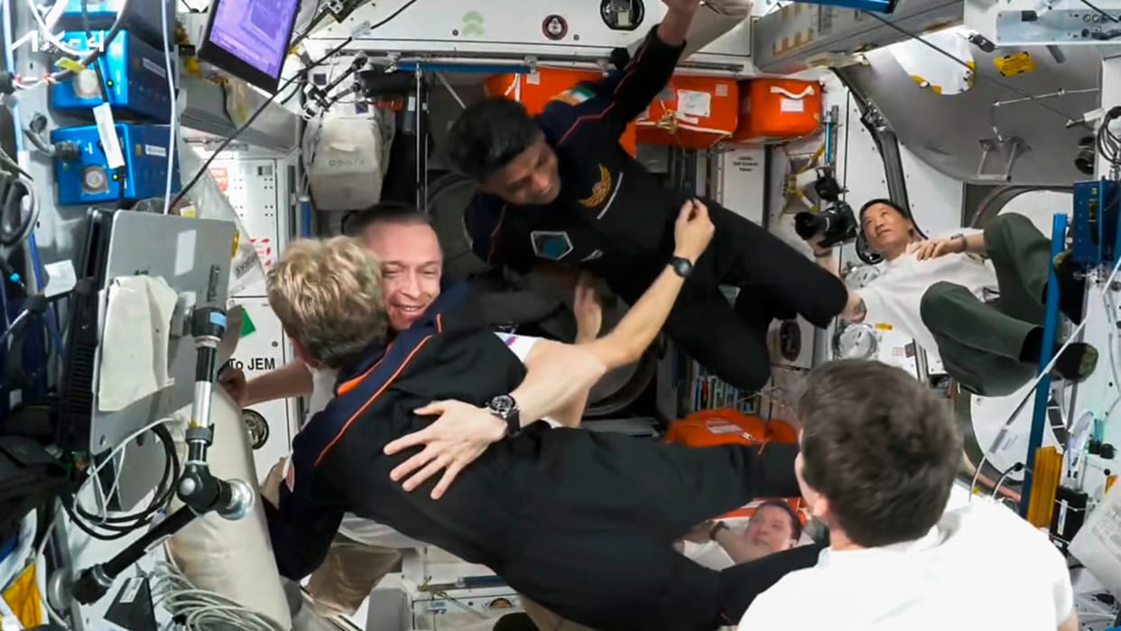 Shubhanshu Shukla Space-X Dragon spacecraft docked to International Space Station Axiom-4 mission