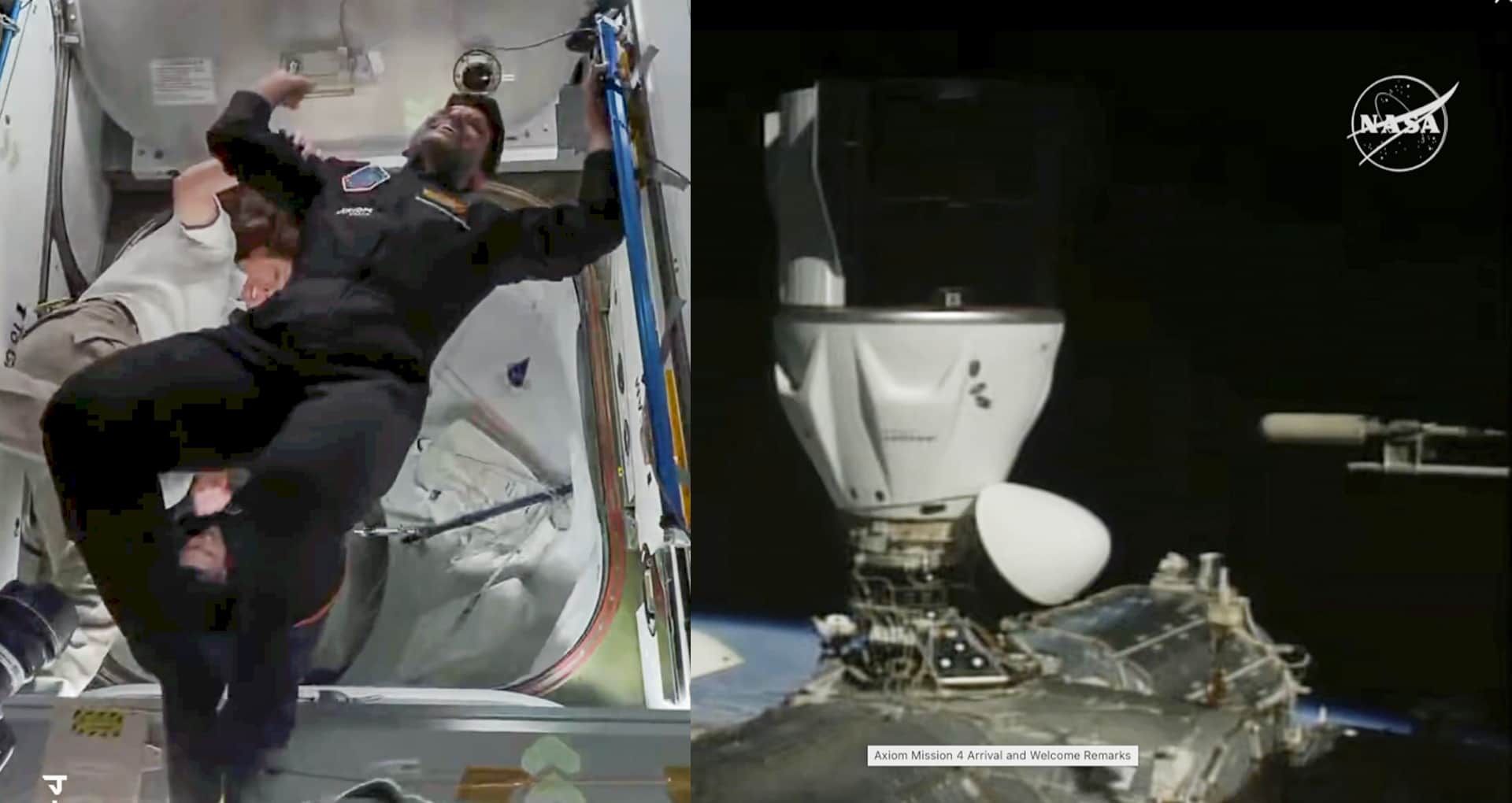 Shubhanshu Shukla Space-X Dragon spacecraft docked to International Space Station Axiom-4 mission