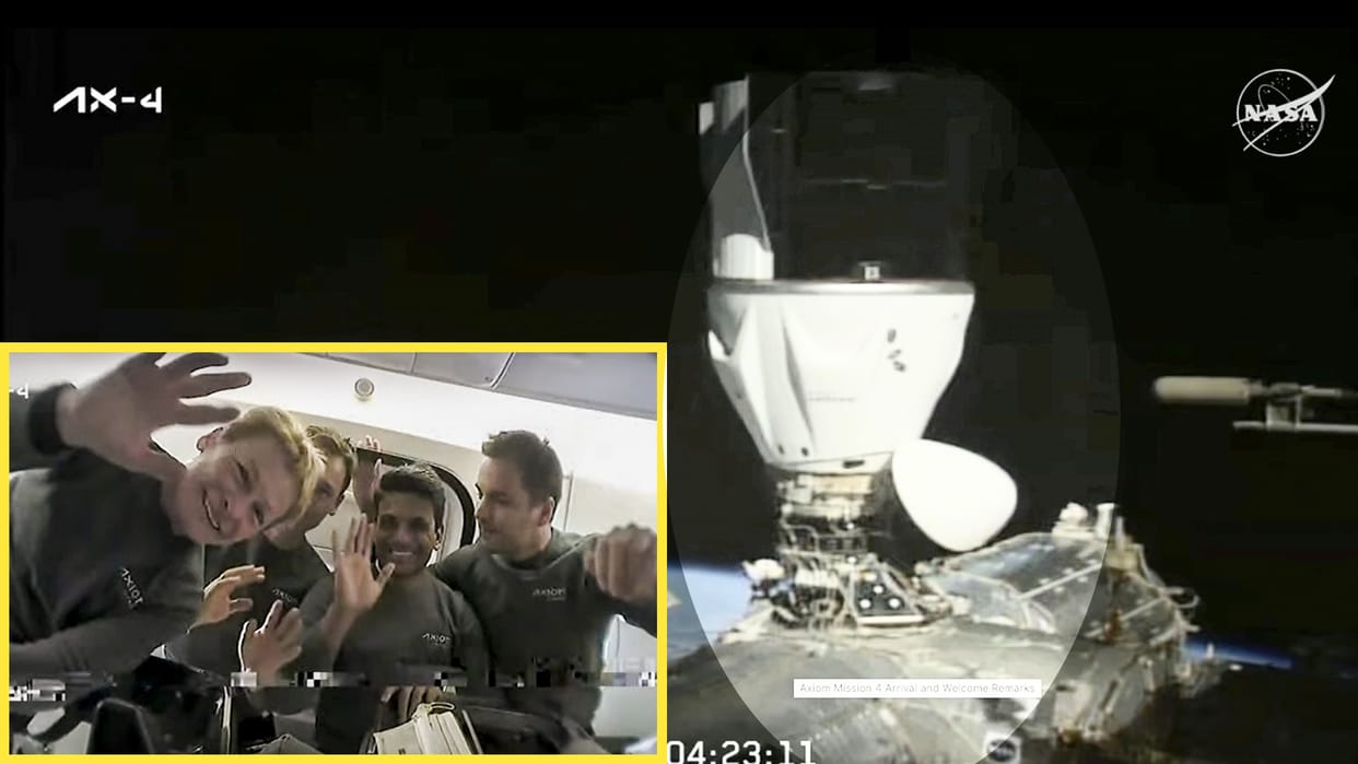 Axiom-4 Docking Shubhanshu Shukla at the International Space Station