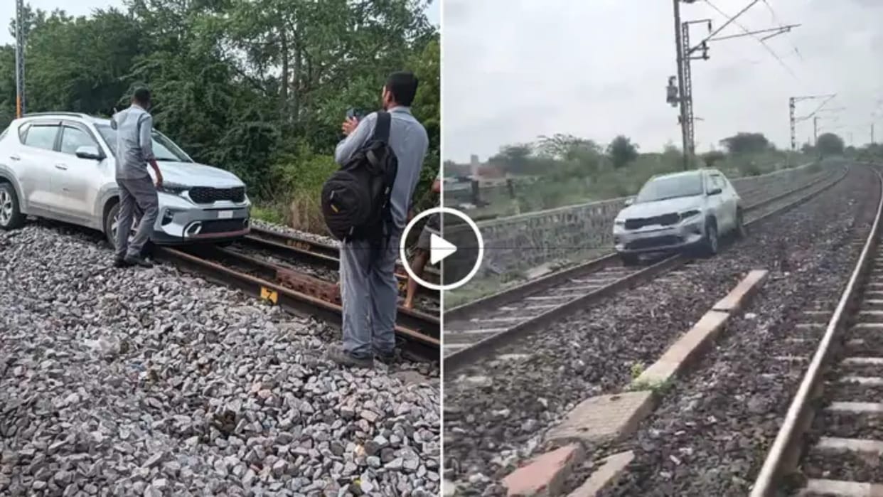 Woman Driving Car On Railway Track Claimed To Be Drunk And Riding On Bengaluru Hyderabad Route