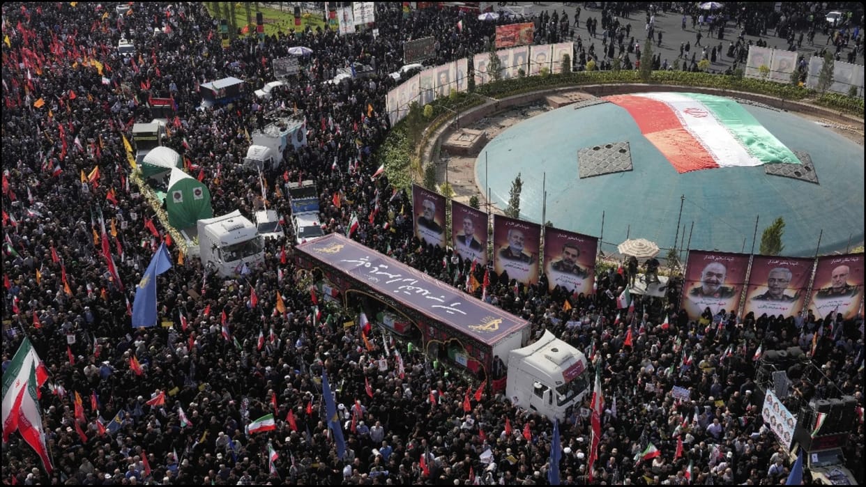 Hundreds of thousands mourn top Iranian military commanders, scientists killed in Israeli strikes