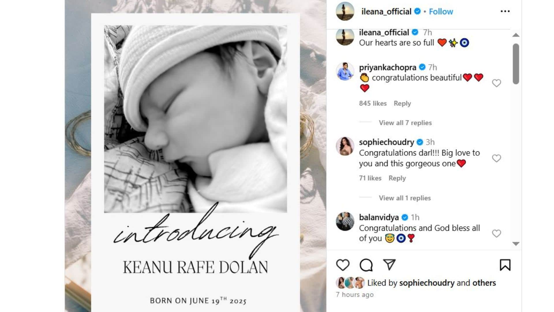 Ileana DCruz welcomes second son Keanu priyanka vidya and malaika congratulate her