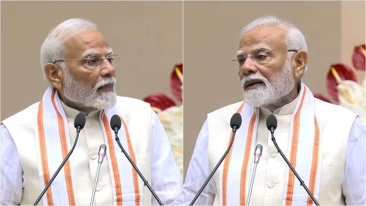 PM narendra modi attends 100th birth anniversary of Acharya Shri Vidyanand Ji Maharaj in New Delhi
