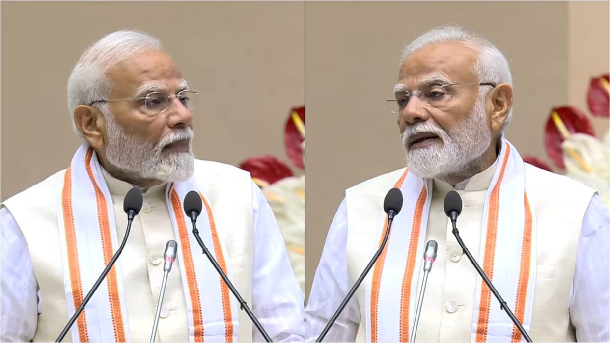 PM narendra modi attends 100th birth anniversary of Acharya Shri Vidyanand Ji Maharaj in New Delhi