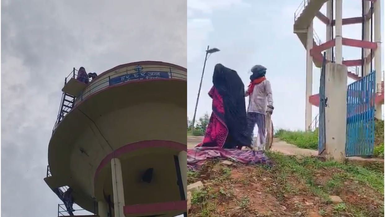 The young man was making a video by climbing on the tank bees attacked